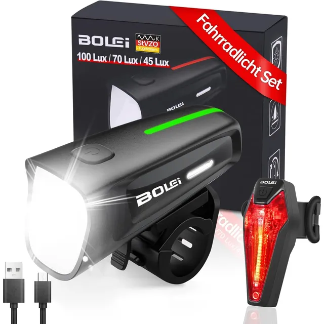 BOLEi Fahrradlicht-Set Front + Rücklicht
